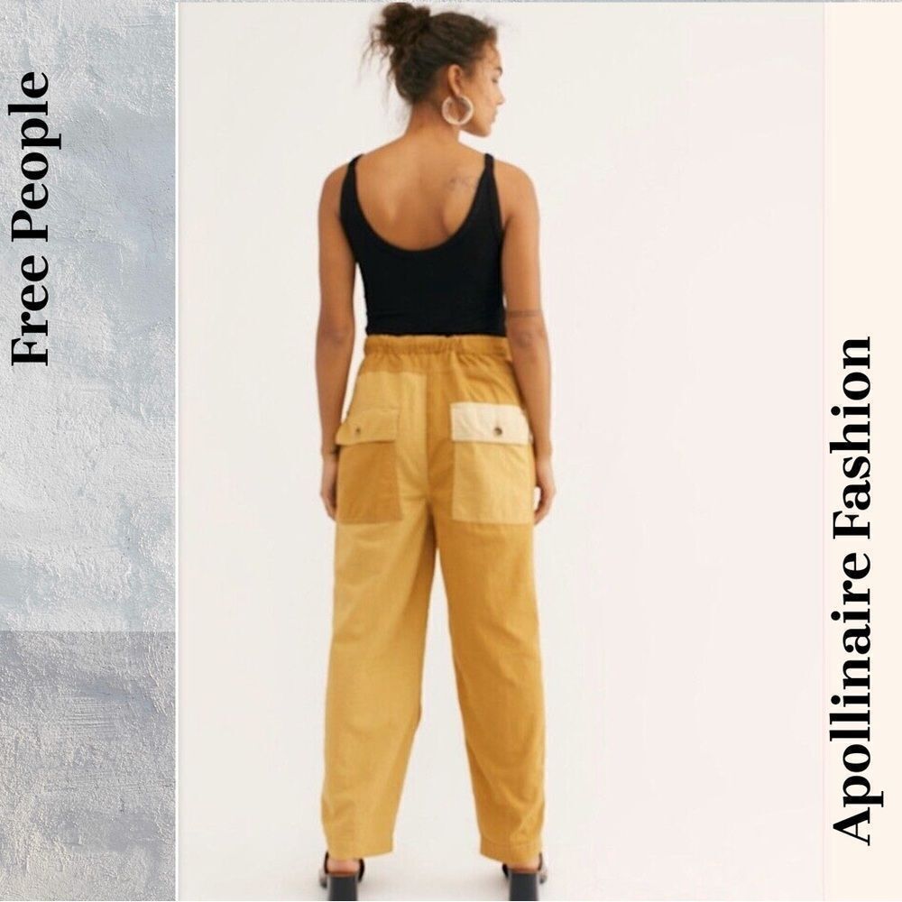 FREE PEOPLE MIXED UP UTILITY PANTS IN TAN COMBO SIZE MEDIUM NEW - Picture 3 of 7